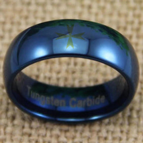 Order of Malta Commandery Ring - Blue Dome Tungsten - Bricks Masons