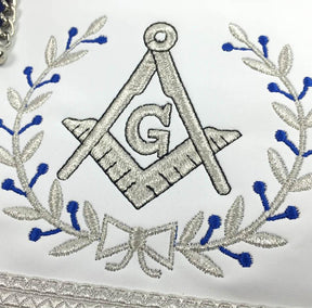 Master Mason Blue Lodge Apron - Royal Blue with Silver Fringe - Bricks Masons