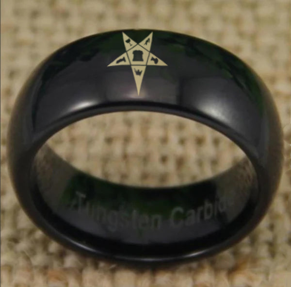 OES Ring - Black Dome Tungsten - Bricks Masons