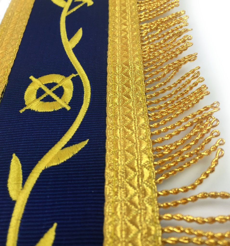 Past Master Blue Lodge Apron - Royal Blue with Gold Fringe - Bricks Masons