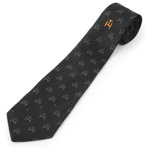 Royal Arch Chapter Necktie - Black With Machine Embroidery Emblem - Bricks Masons