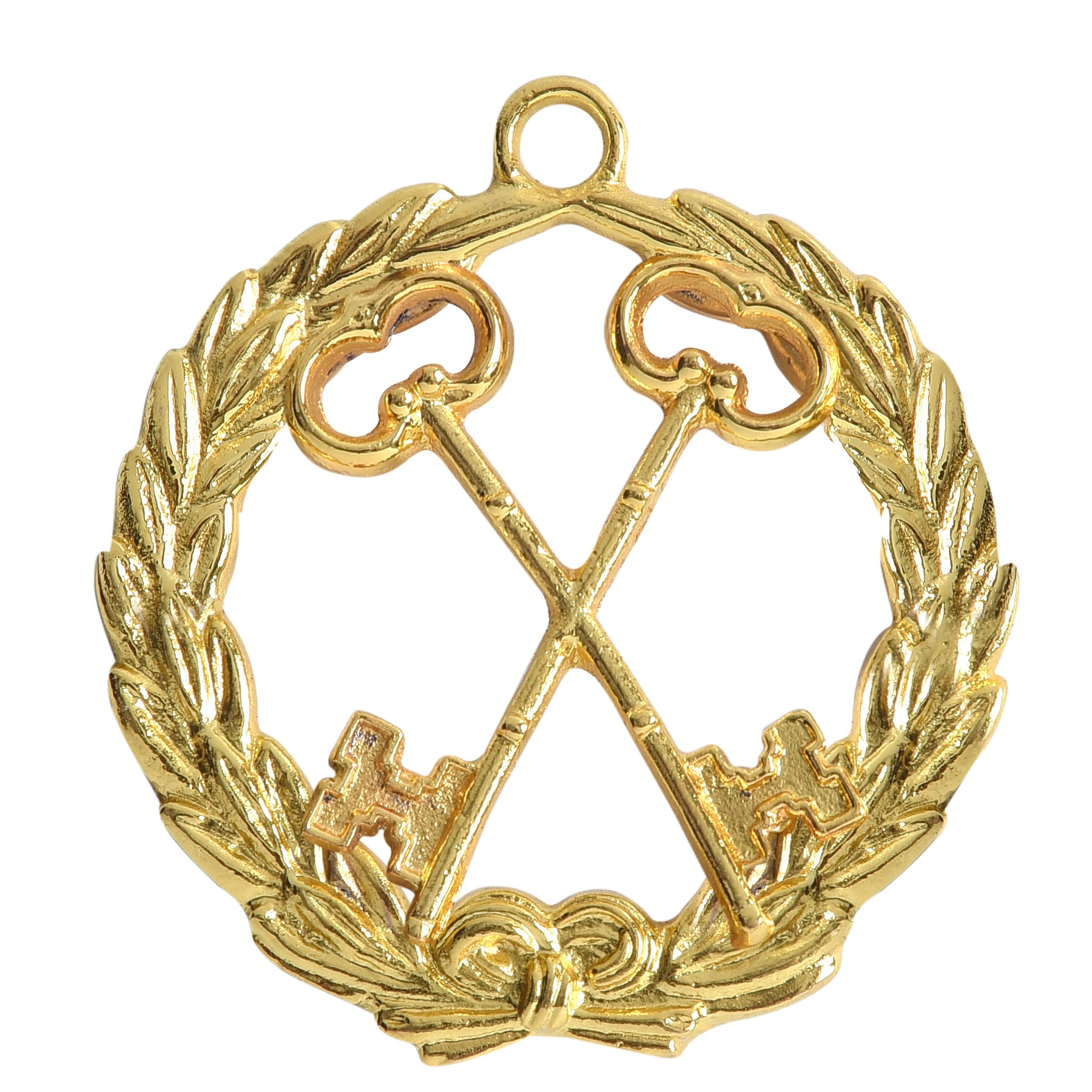 Grand Treasurer Knights Templar Commandery Officer Collar Jewel - Gold Plated - Bricks Masons