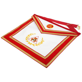 Past Grand High Priest Royal Arch Chapter Apron - Red Velvet With Gold Wreath - Bricks Masons