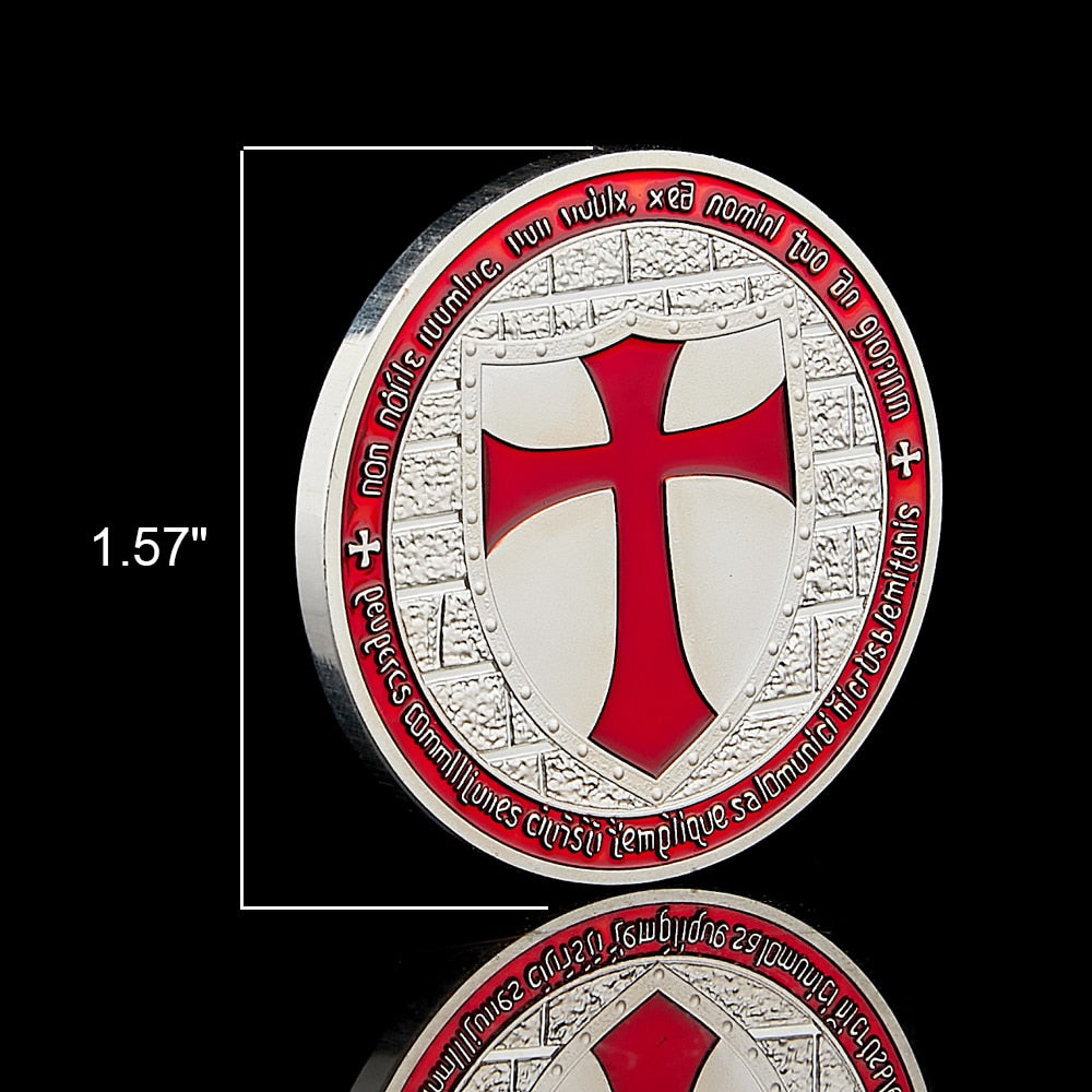 Knights Templar Commandery Coin -  Silver With Red Cross - Bricks Masons