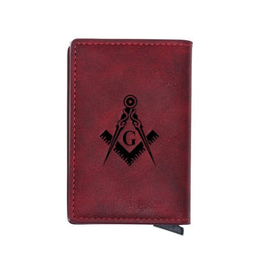 Master Mason Blue Lodge Wallet - Compass And Square G and Credit Card Holder (4 colors) - Bricks Masons