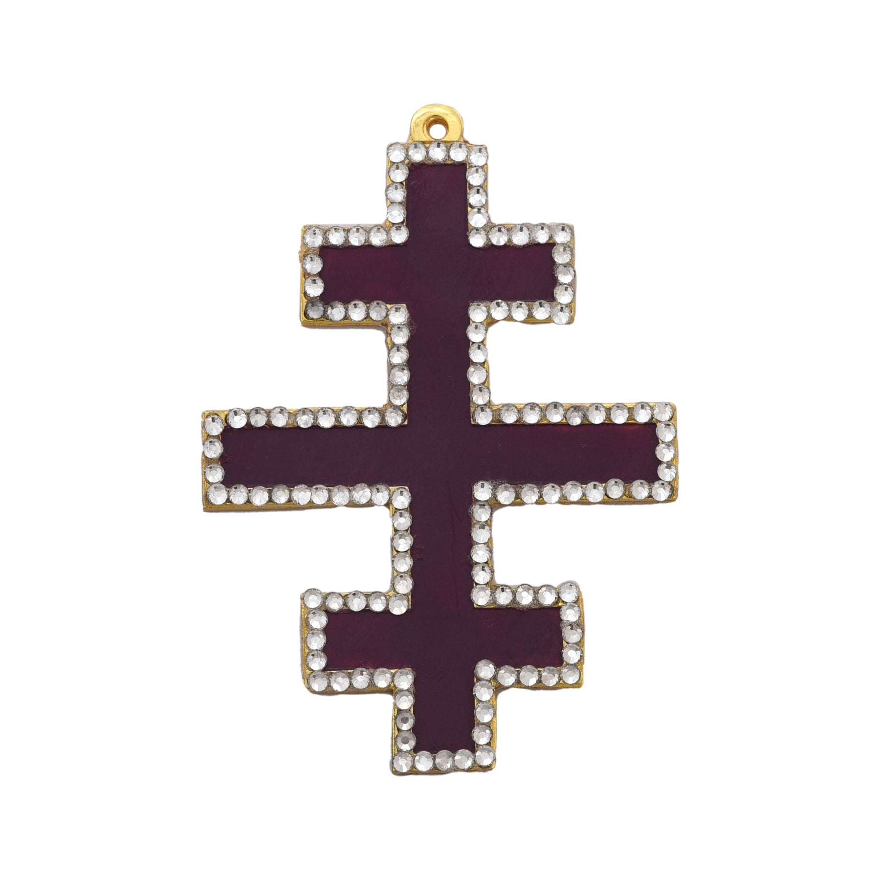 Past Most Eminent Grand Master Grand Encampment Knights Templar Commandery Collar Jewel - Velvet With Rhinestones - Bricks Masons