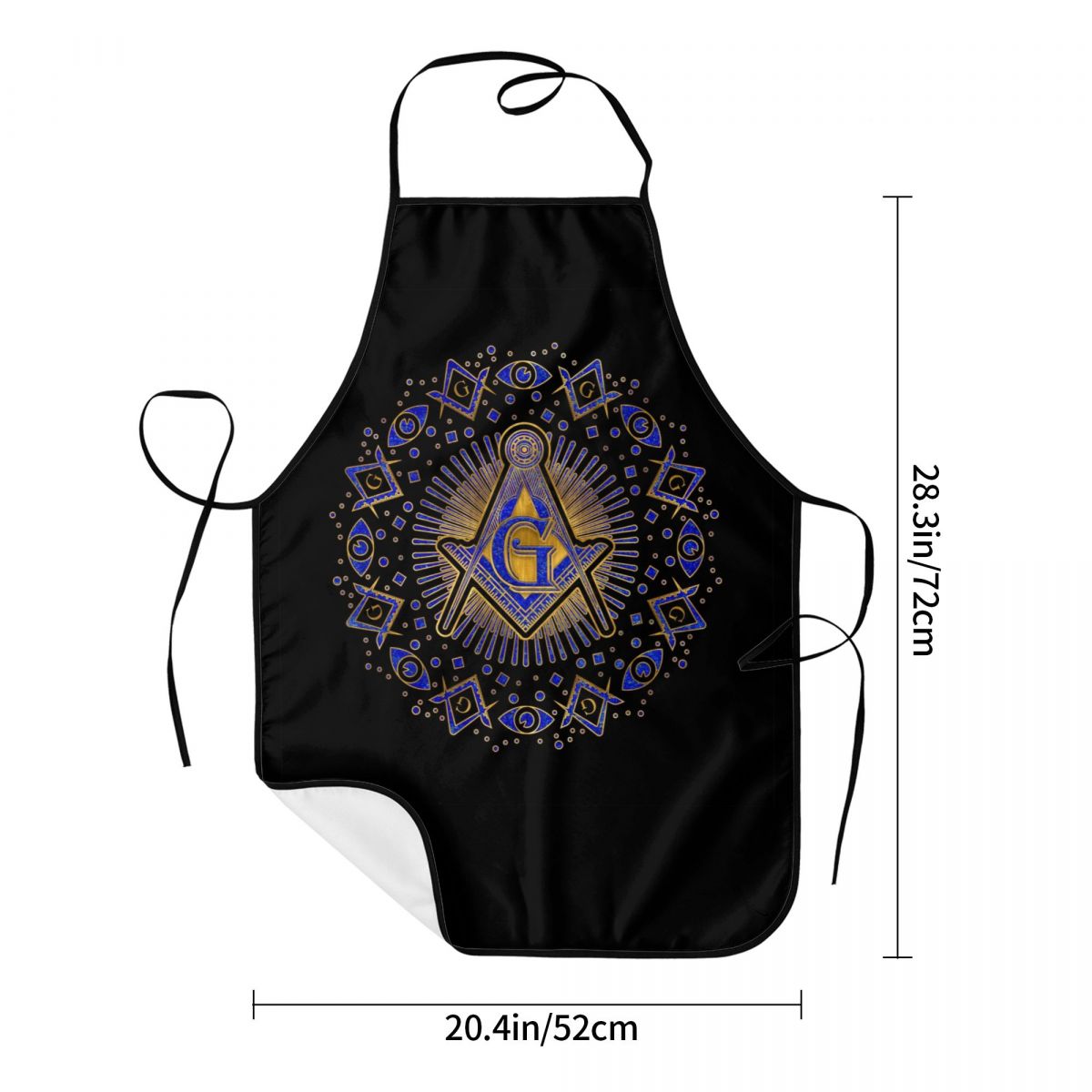 Master Mason Blue Lodge Kitchen Apron - Square and Compass G - Bricks Masons