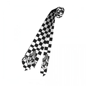 Master Mason Blue Lodge Necktie - White & Black - Bricks Masons