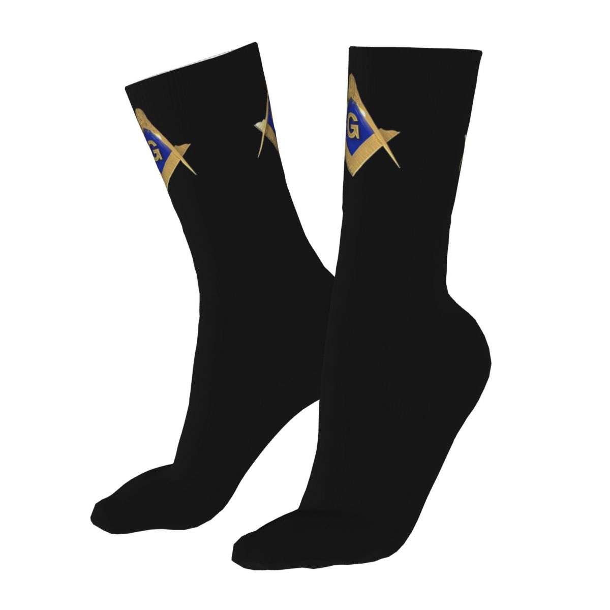 Master Mason Blue Lodge Sock - Golden Square and Compass G - Bricks Masons