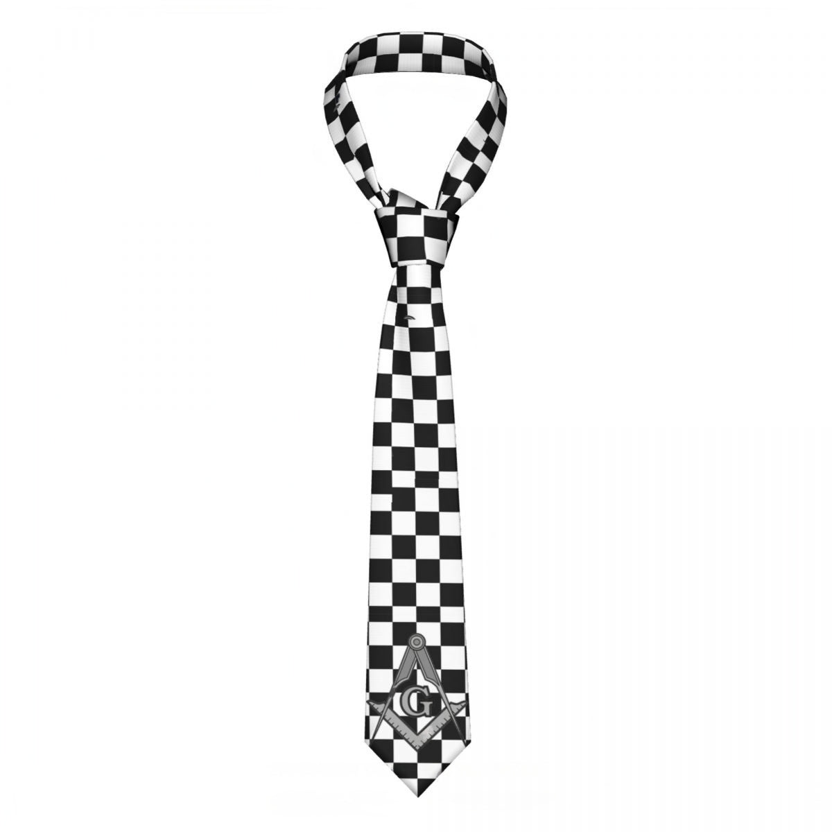 Master Mason Blue Lodge Necktie - White & Black - Bricks Masons