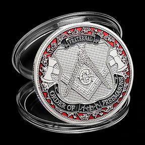Master Mason Blue Lodge Coin - Fraternal Order of Freemasons Metal Plated - Bricks Masons