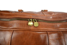 OES Travel Bag - Genuine Matte Brown Leather - Bricks Masons