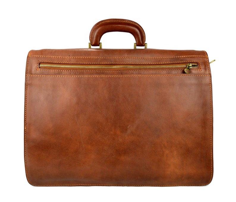 Past Master Blue Lodge Briefcase - Genuine Brown Leather - Bricks Masons