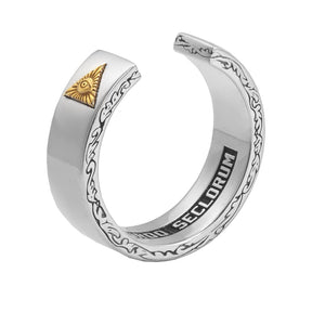 Eye Of Providence Ring - 925 Sterling Silver Novus Ordo Seclorum - Bricks Masons