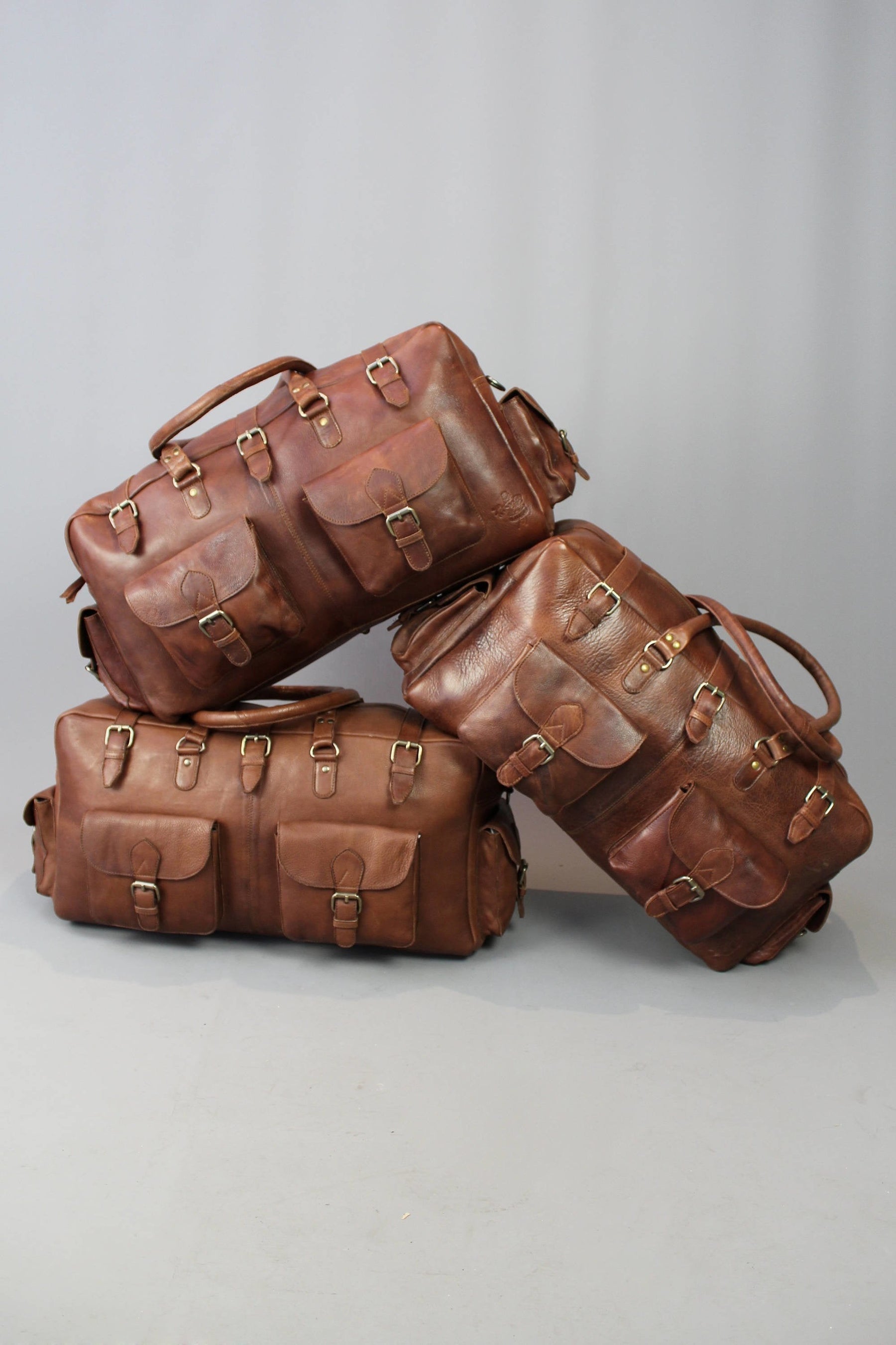 Grand Master Blue Lodge Travel Bag - Conker Brown Leather - Bricks Masons