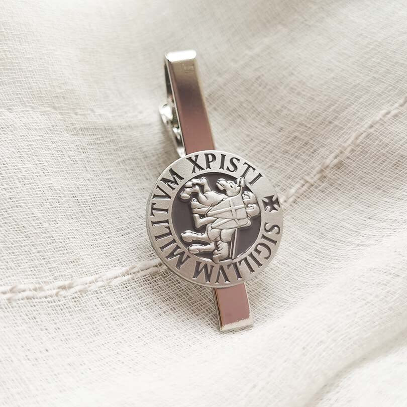 Knights Templar Tie Clip - Silver Armor Shield - Bricks Masons