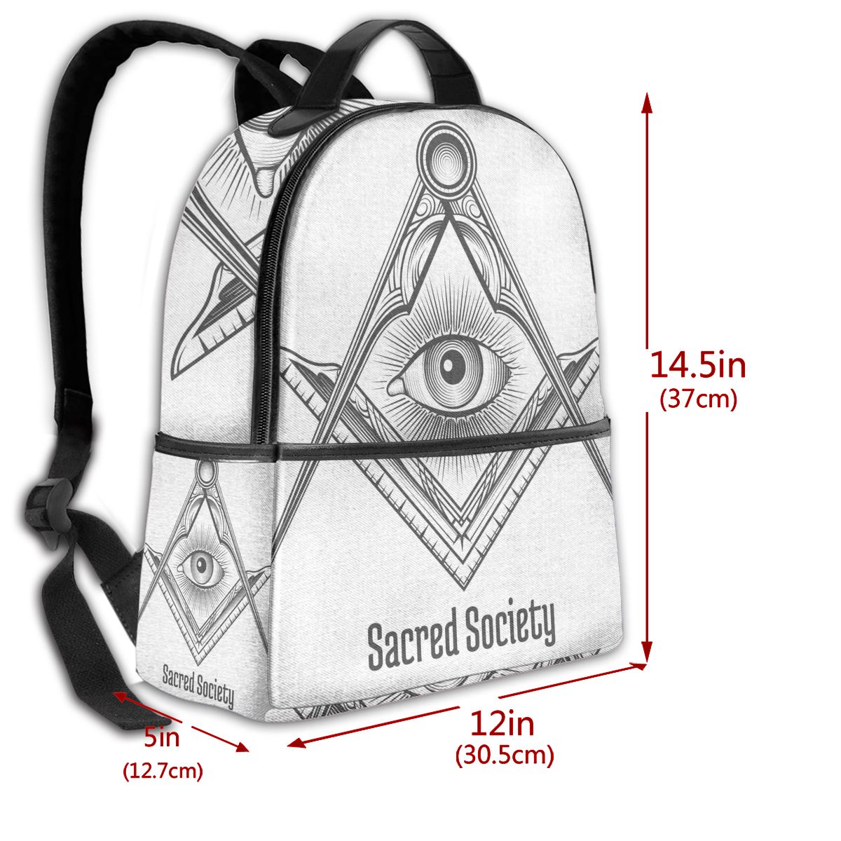 Master Mason Blue Lodge Backpack - Square and Compass Black & White - Bricks Masons