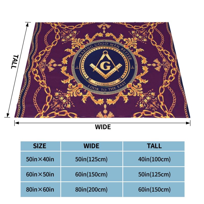 Master Mason Blue Lodge Blanket - Ultra-Soft Fleece - Bricks Masons
