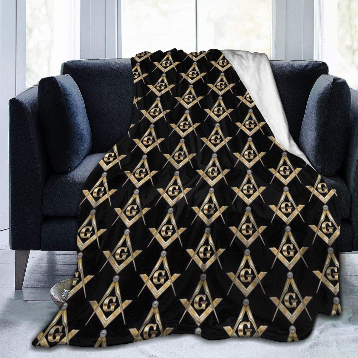 Master Mason Blue Lodge Blanket -  Warm Cozy Lightweight Fleece