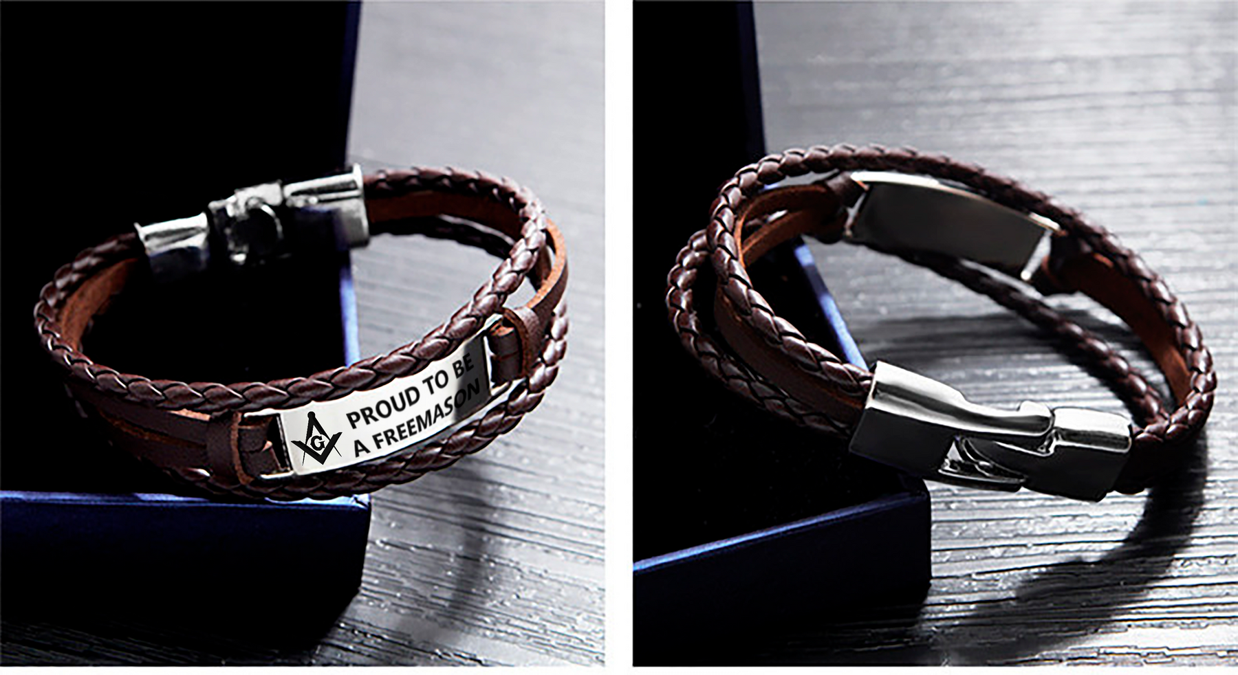 Master Mason Blue Lodge Bracelet - Black & Brown - Bricks Masons