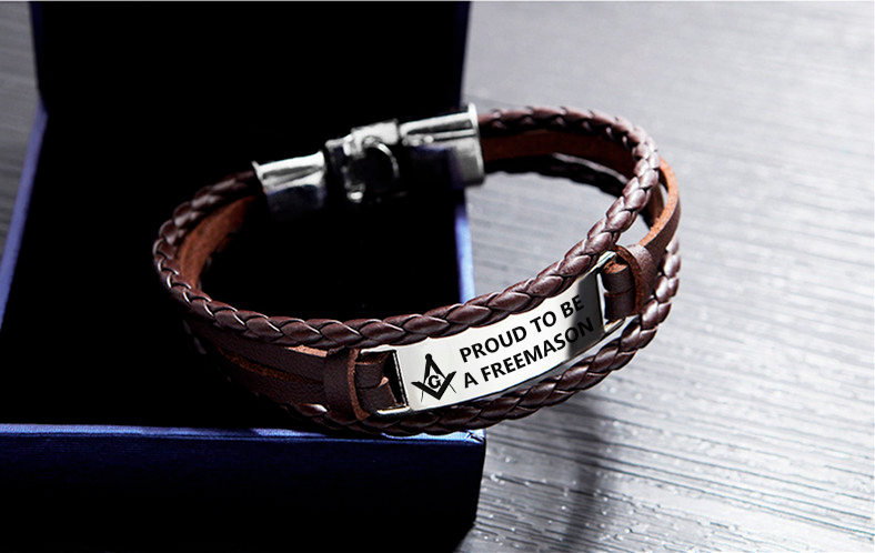 Master Mason Blue Lodge Bracelet - Black & Brown - Bricks Masons
