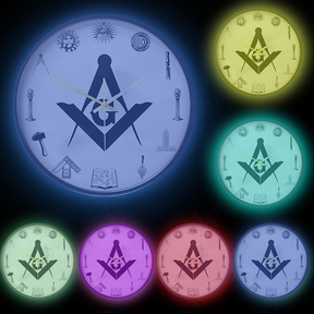 Master Mason Blue Lodge Clock - Frame with LED - Bricks Masons