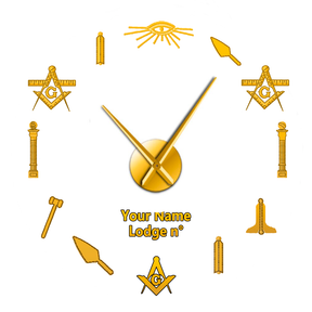 Master Mason Blue Lodge Clock - Frameless Design - Bricks Masons
