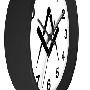 Master Mason Blue Lodge Clock - Wooden Frame Square & Compass - Bricks Masons