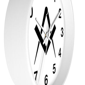 Master Mason Blue Lodge Clock - Wooden Frame Square & Compass - Bricks Masons