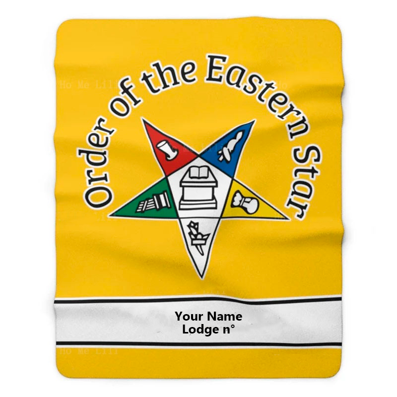 Custom Order of Eastern Star OES Super Soft Flannel Masonic Blanket - (Various Colors) - Bricks Masons