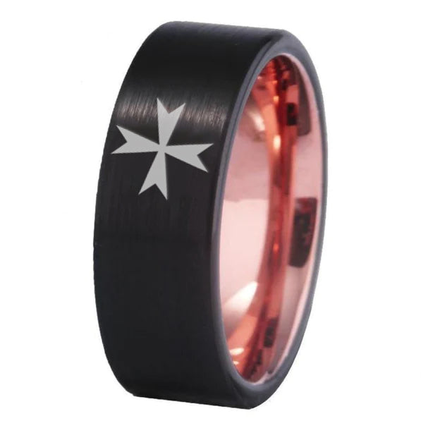 Order of Malta Commandery  Ring - Black - Bricks Masons