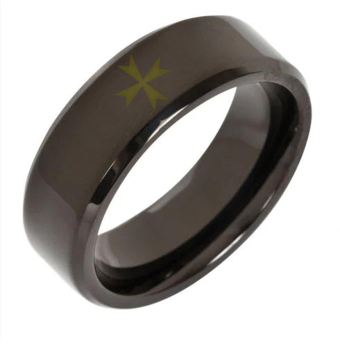 Order of Malta Commandery Ring - Tungsten Carbide - Bricks Masons