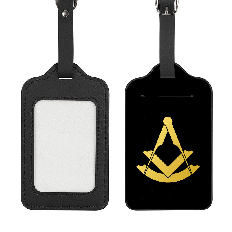 Past Master Blue Lodge Luggage Tag - Black Leather - Bricks Masons