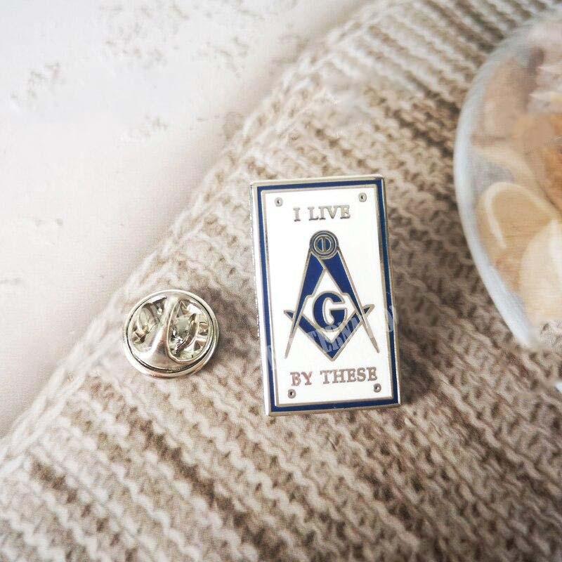 Master Mason Blue Lodge Lapel Pin - I Live By These - Bricks Masons