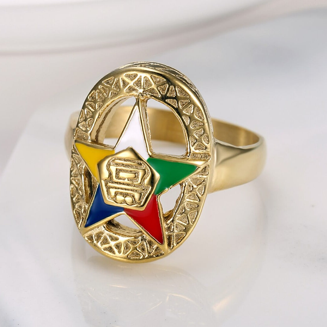 OES Ring - (Silver Gold) - Bricks Masons