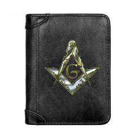 Master Mason Blue Lodge Wallet - Genuine Leather With Credit Card Holder Black/Brown/Coffee - Bricks Masons