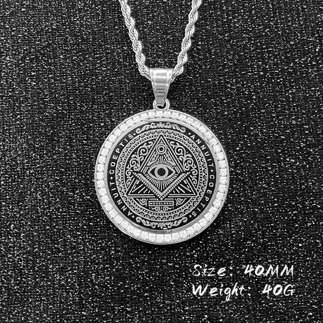 Master Mason Blue Lodge Necklace - Square and Compass G Iced-Out Pendant (Gold/Silver) - Bricks Masons