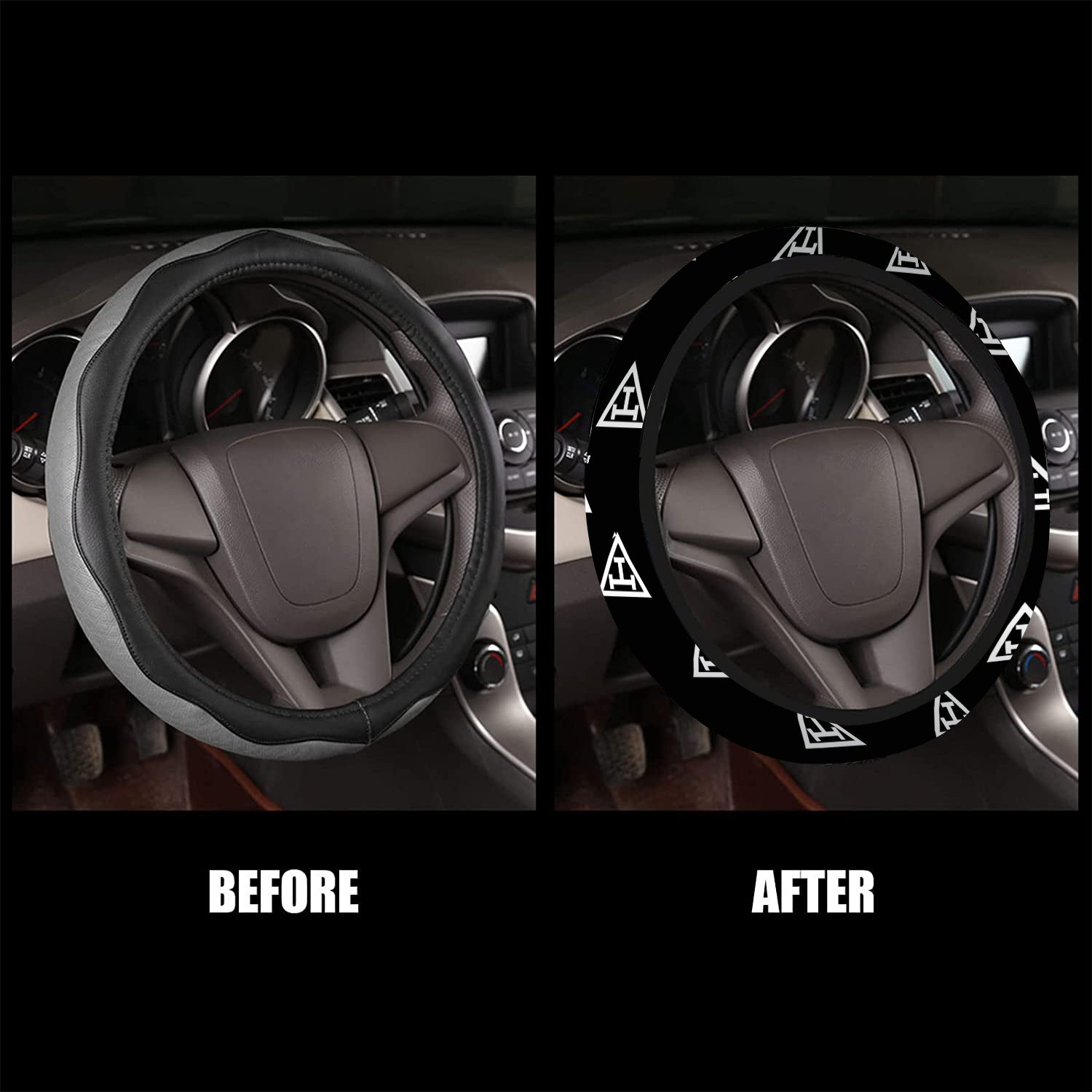 Royal Arch Chapter Steering Wheel Cover - White & Gold - Bricks Masons